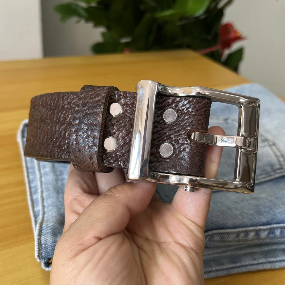 Cintos de couro genuíno feitos à mão para homens luxo ocidental cowboy cinto para jeans buracos largos caixa de presente embalagem privada personalizada