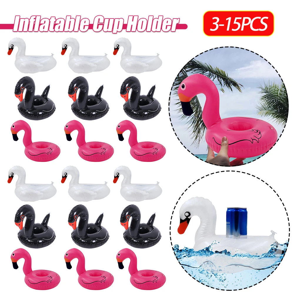 Schwanen-Getränkehalter aus PVC, Cartoon-Schwanen-Becherunterlage, tragbare aufblasbare Wasseruntersetzer, Deko für Schwimmbadpartys