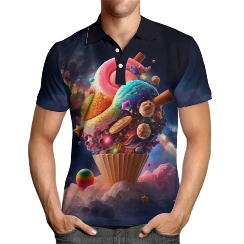 أحدث الآيس كريم ثلاثية الأبعاد مطبوعة الصيف قصيرة الأكمام الرجال النساء بولو تي شيرت موضة عادية Harajuku قميص كول بلوزات عالية الجودة #4