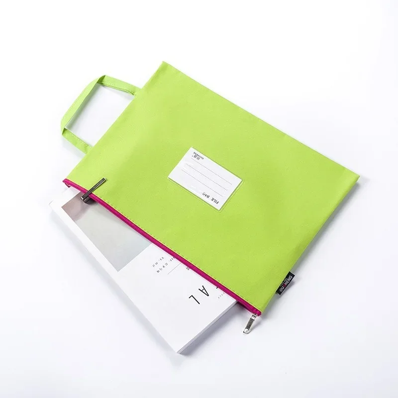 10PCS Oxford A4 File Bag Student Portable Subject Information Bag Zipper Waterproof Color Storage Stationery Bag File Folder