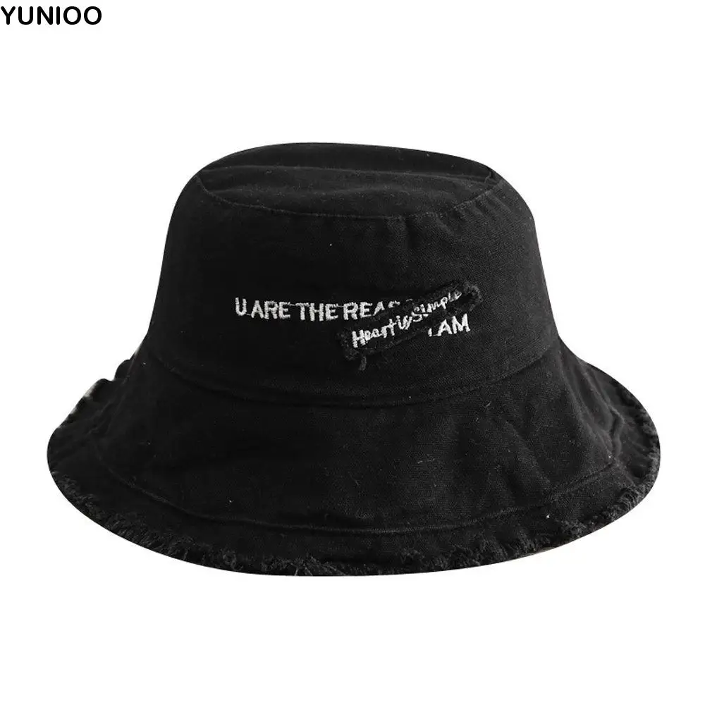 

Summer Simple Cotton Embroidery Soild Color Sunshade Fashion Female Hat Korean Style Cap Bucket Hat