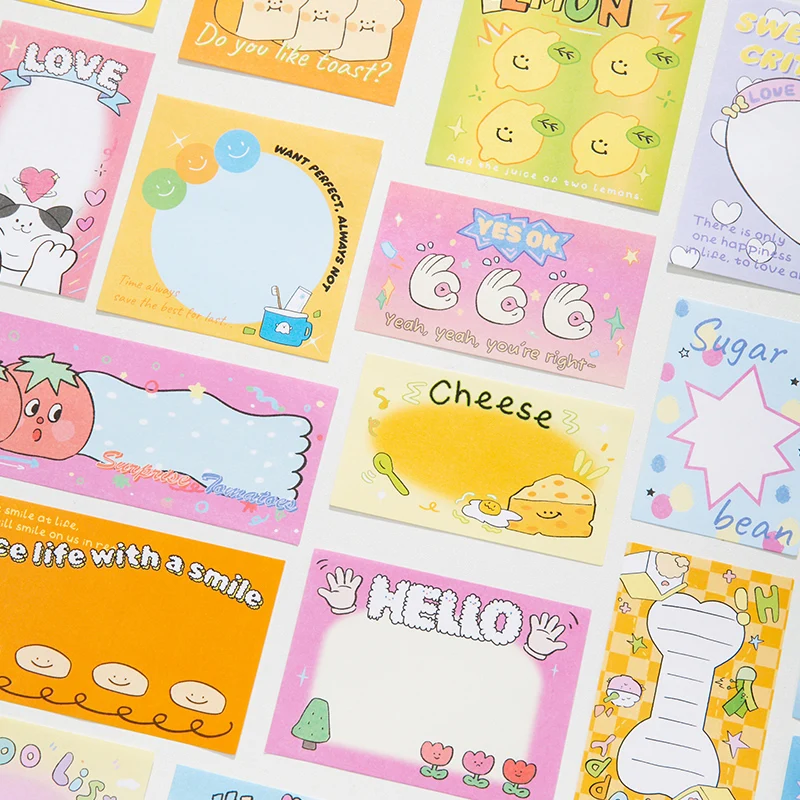 50 PCS Kawaii Cartoon Strawberry INS Sticky Notes Memo Pad Cute Message N Times Sticky Office Stationery Supply Journal Planner