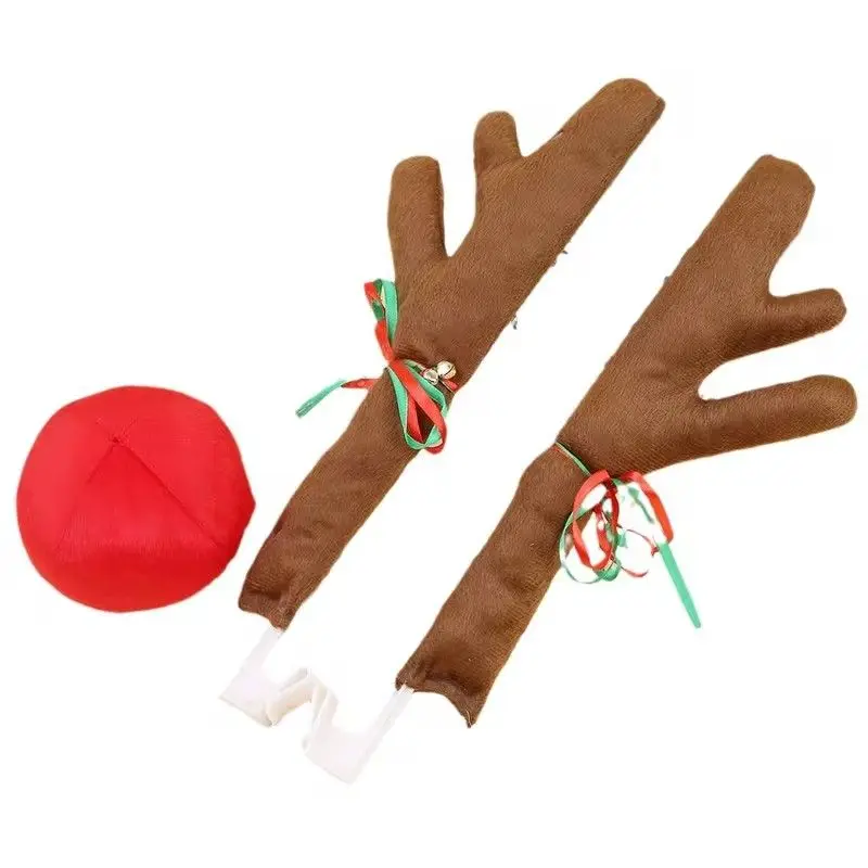 الرنة الديكور الأيائل قرن الوعل سيارة الأنف القرن زي ديكور مجموعة رودولف عيد الميلاد الرنة قرون الأنف الأحمر الحلي 1 قطعة