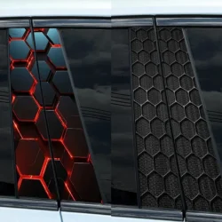 Impermeável Honeycomb carro adesivos, Auto Pilar B, Impermeável Centro Coluna Decoração, cobrir arranhões, DIY portas de carro, Decalques PET, 1Pc