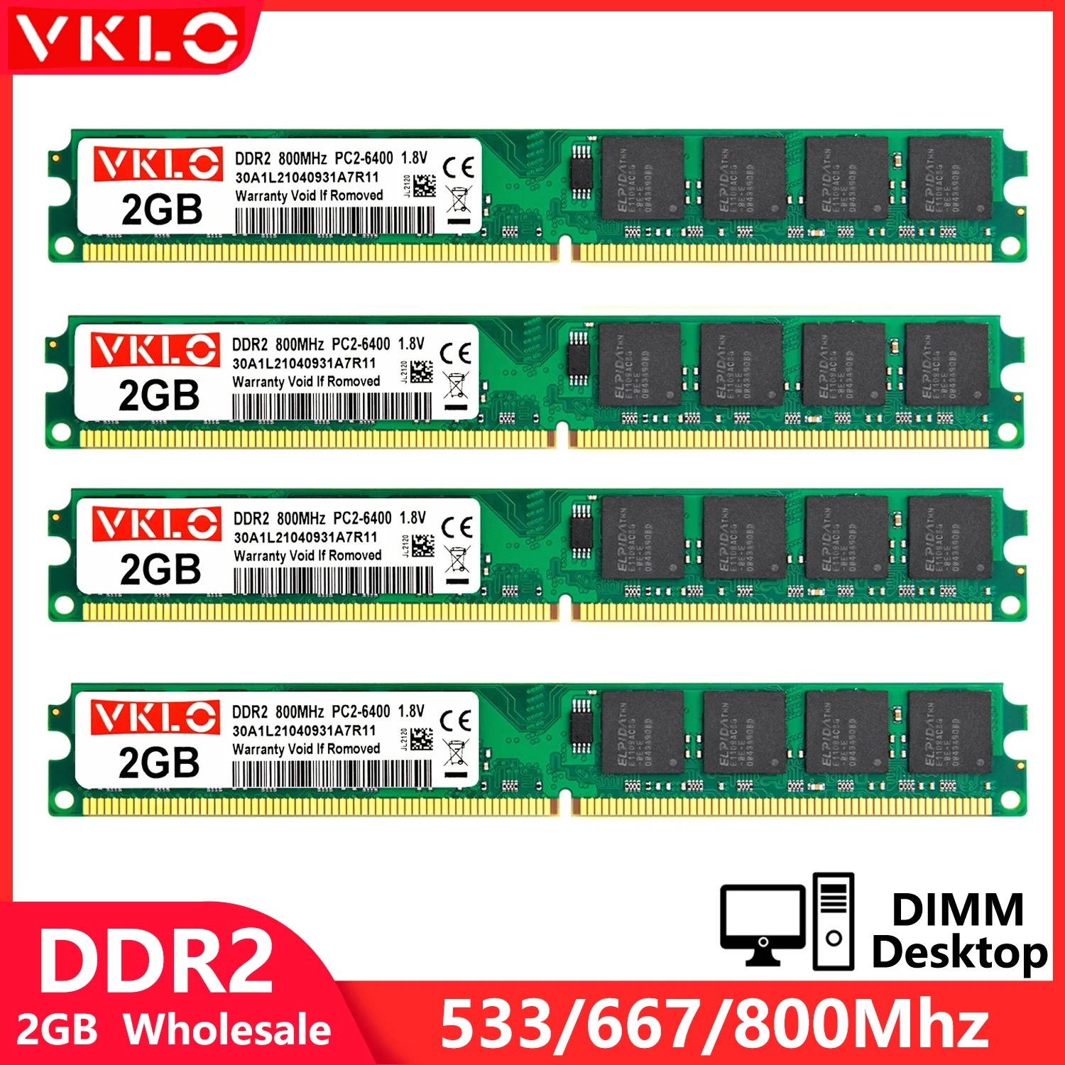 

Wholesale DDR2 2GB Desktop Memory Ram 533 667 800Mhz PC2 5300 6400 1.8V 240Pin Non-ECC DIMM Memories Ram All The Motherboard