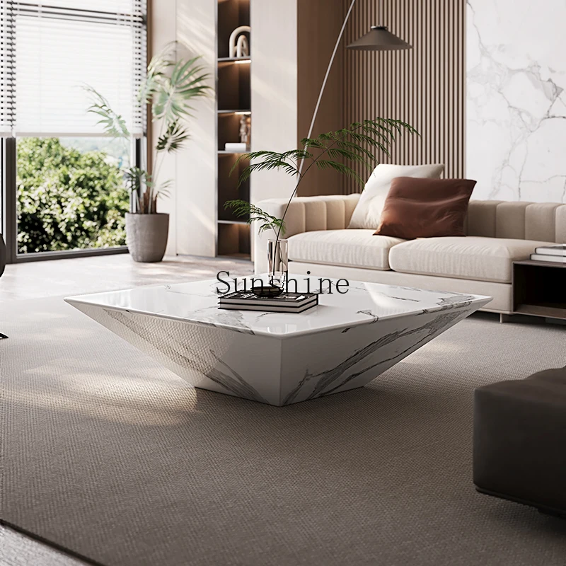 

Creative square coffee table Italian minimalist rock slab living room household high-end small apartment