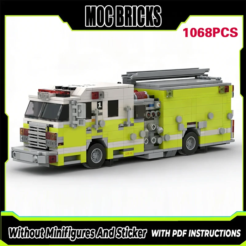 

City Rescue Vehicles Model MOC Building Bricks Hitech Fire Engine Modular Technology Gifts Holiday Assemble Children Toys Suit