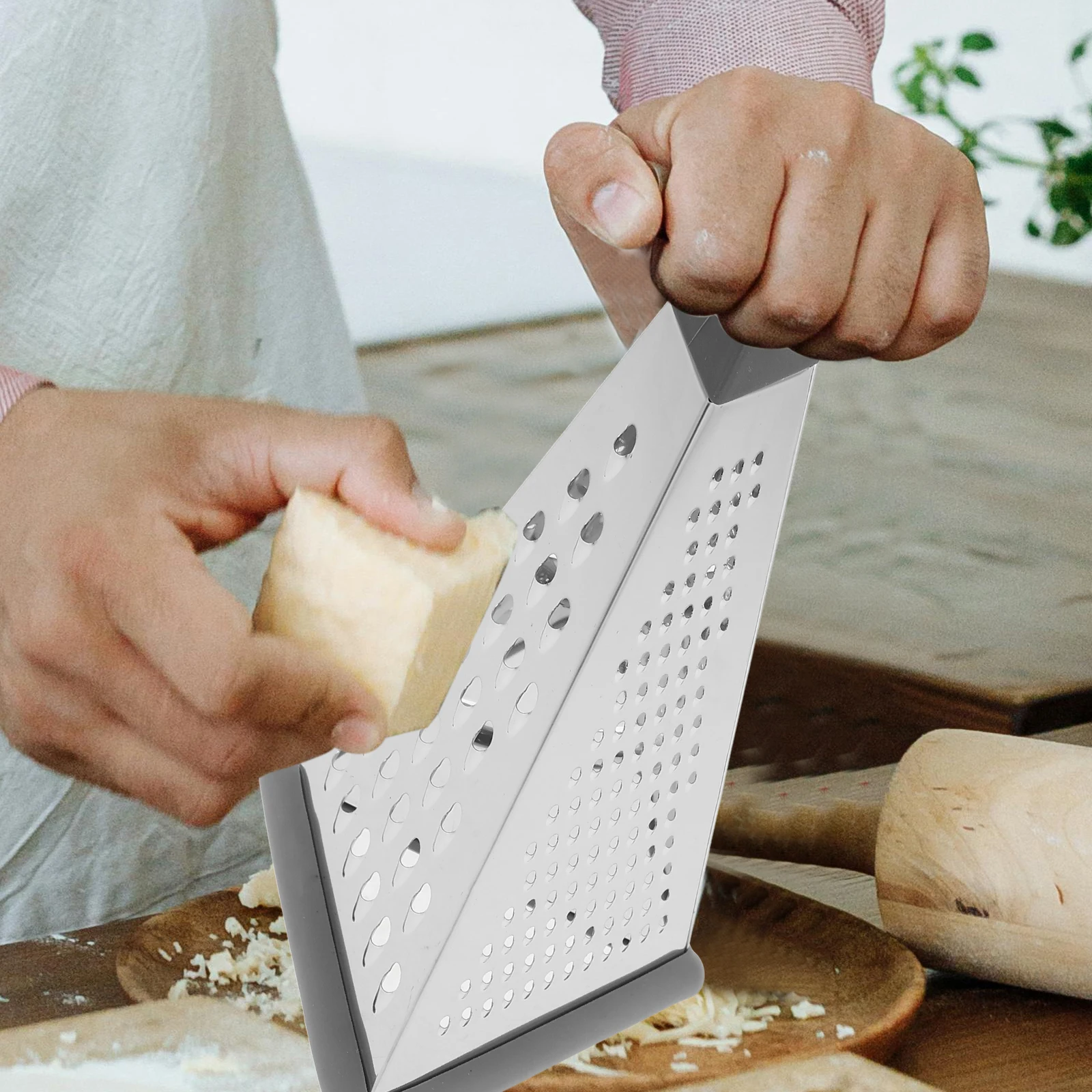 

1pc 4-Sided Stainless Steel Cheese Grater Box Food Slicer Vegetable Shredder Kitchen Gadget For Grating Slicing Shredding Onion