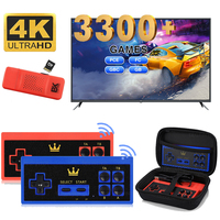 4K HD 8 Bit King Retro Game Console Built In 3000 Games Wireless Dual Controller Handheld Game Player Gamepad For PCE FC GBC GB