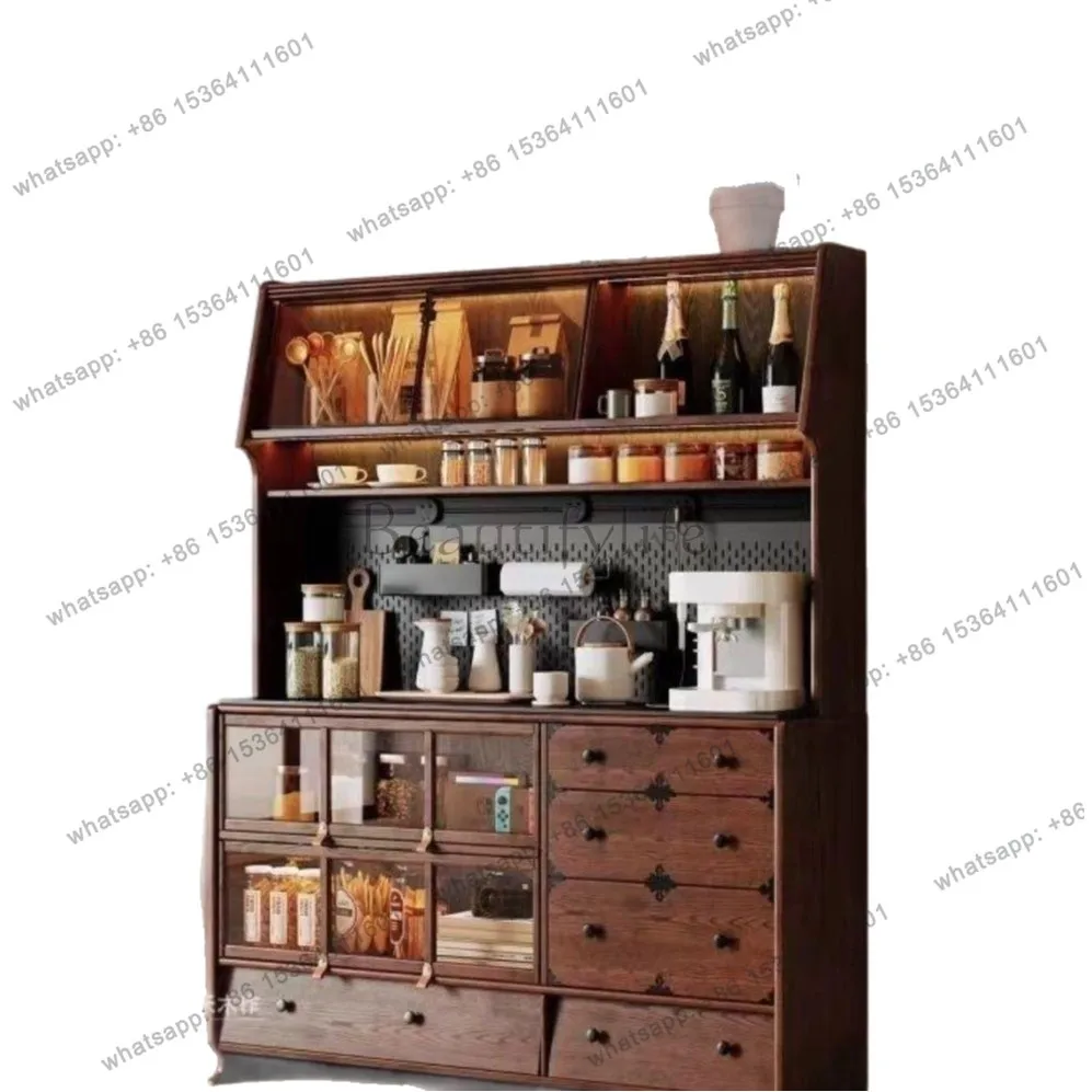 LS pure log dining side multi-functional locker kitchen integrated living room wall storage cabinet