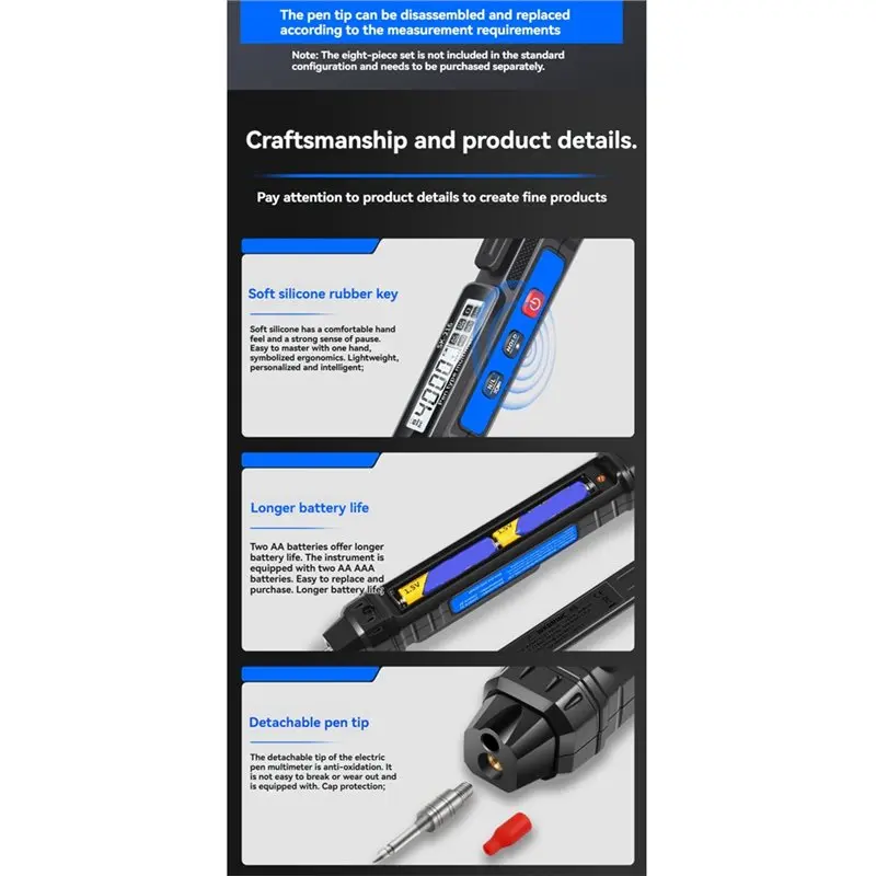 75STO-Auto Range SK-216 2In1 Pen Multimeter Voltage Tester Electrical Test Pencil Meter Ohm NCV Voltage Current Measurement