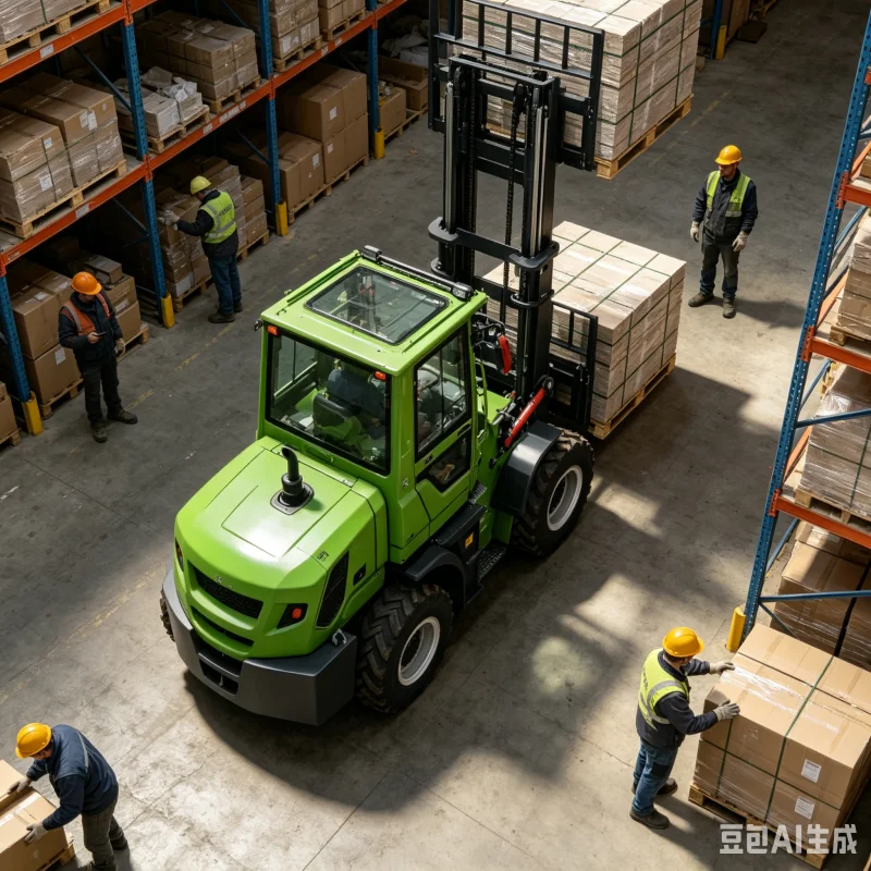 EPA EA Standards Compliant 3.5t Off Road Forklift 4WD Diesel Hydraulic Small Turning Radius for All Rough Terrains