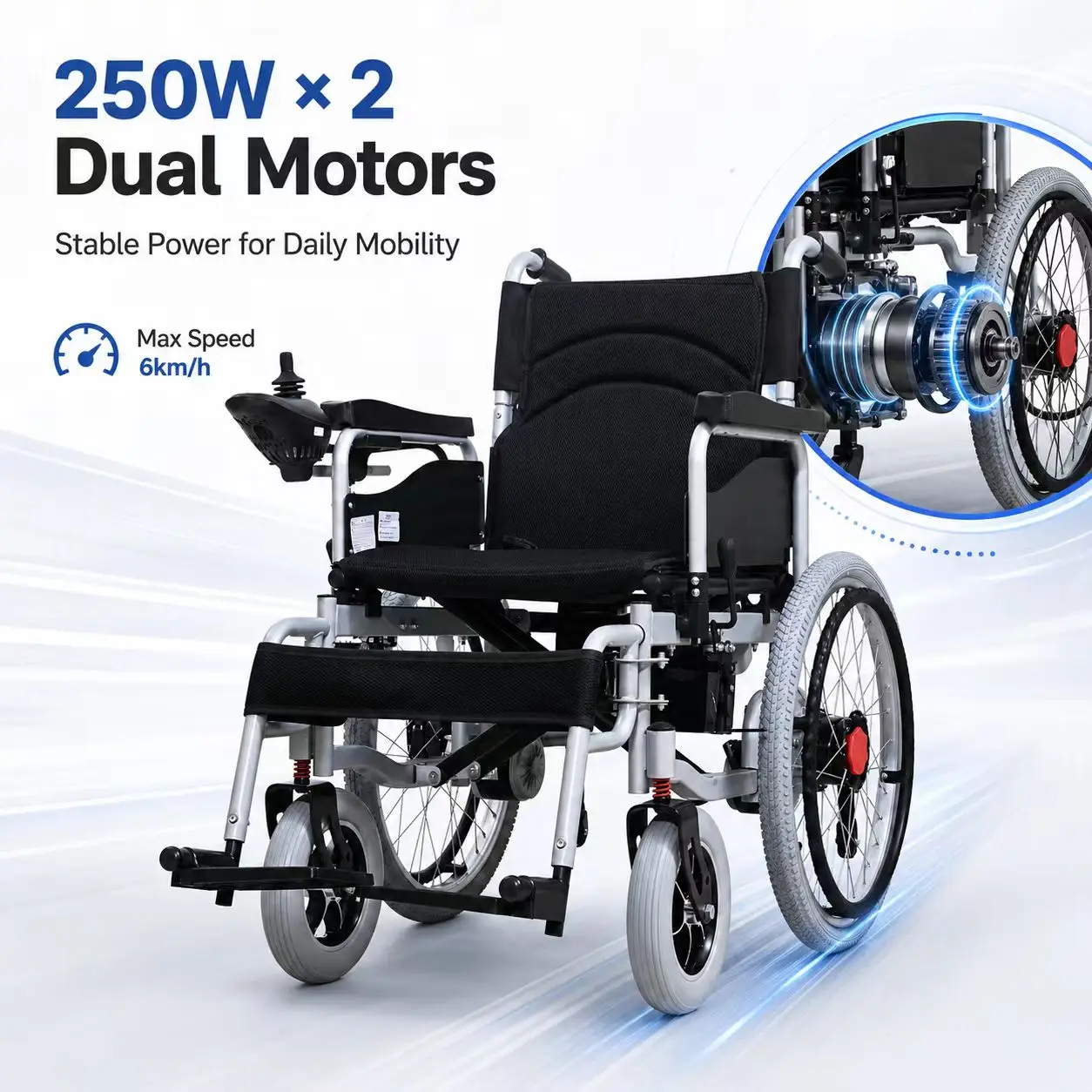 Foldable Dual-Motor Power Wheelchair