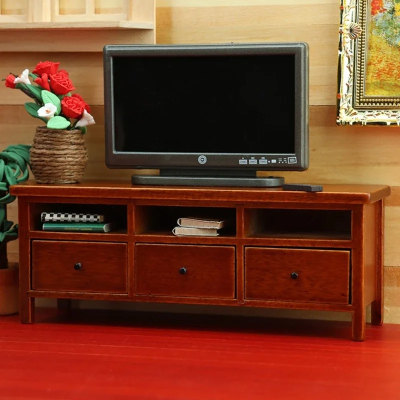 Armario para casa muñecas, cajón almacenamiento madera, juguete para juego imitación, muebles para sala