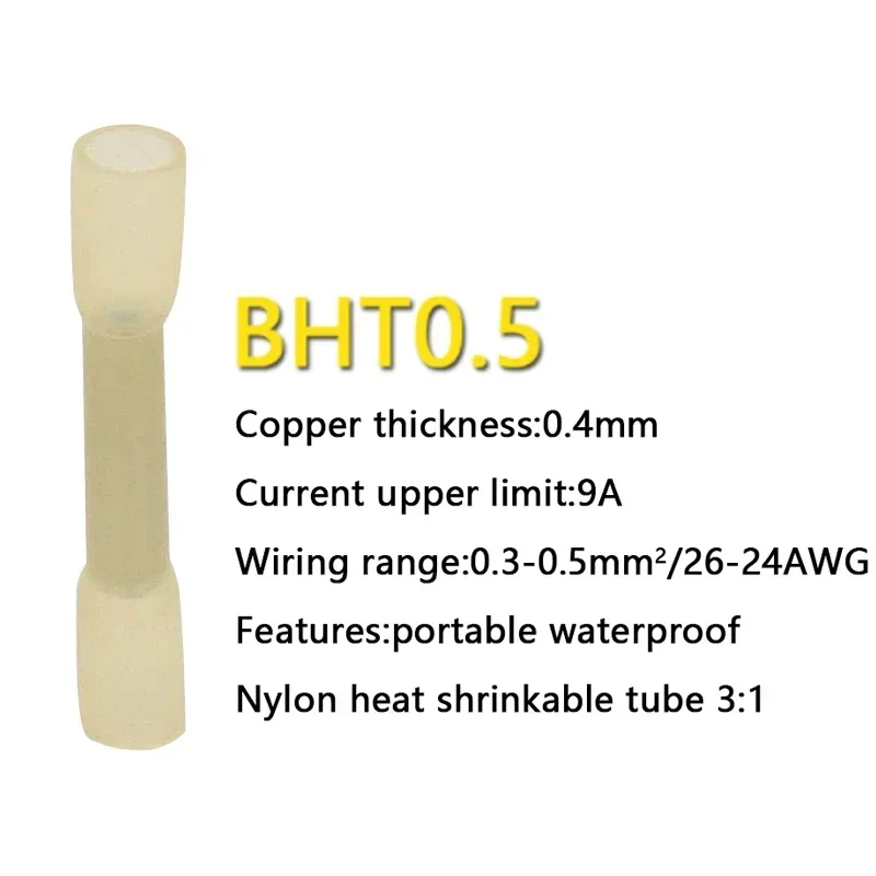 10/50/100/200PCS Schrumpf Butt Draht Anschlüsse AWG 24-10 0,3-6,0 mm2 Wasserdichte Isolierte Automobil Draht Kabel Crimp Terminal