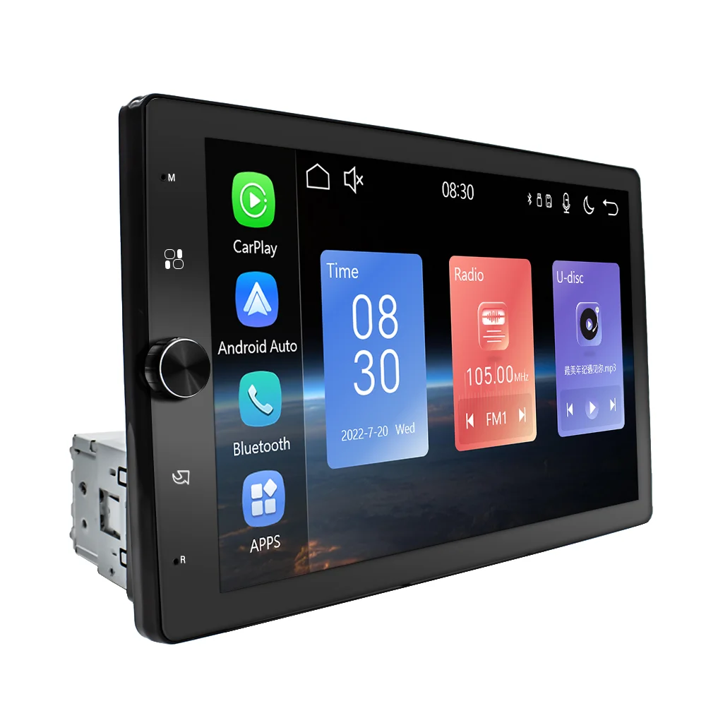 1 Din MP5 Car Stereo Radio Carplay Android Auto 10.4'' HD 1080P Rotable Screen Bluetooth FM Receiver Multimedia Video Player