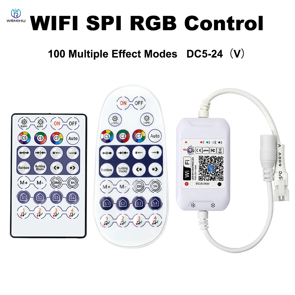 WS2812B WS2811 RGB SPI LED Controller Bluetooth Music Built-in 28Key Remote Control WS2812 Individually addressable LED Strip