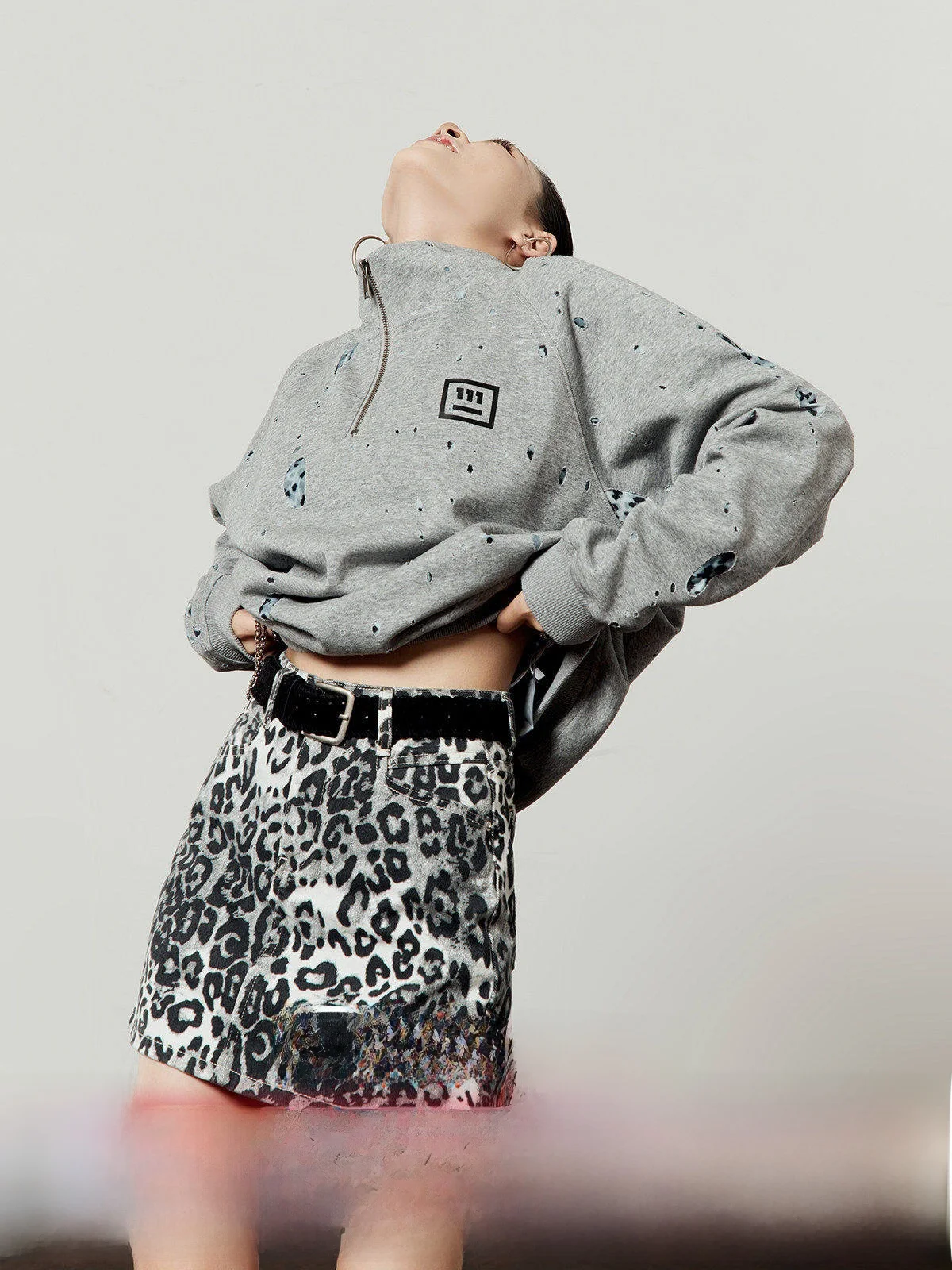 

Женская толстовка свободного кроя на молнии с леопардовым принтом, весна 2026, новинка, повседневная, удобная, с длинным рукавом