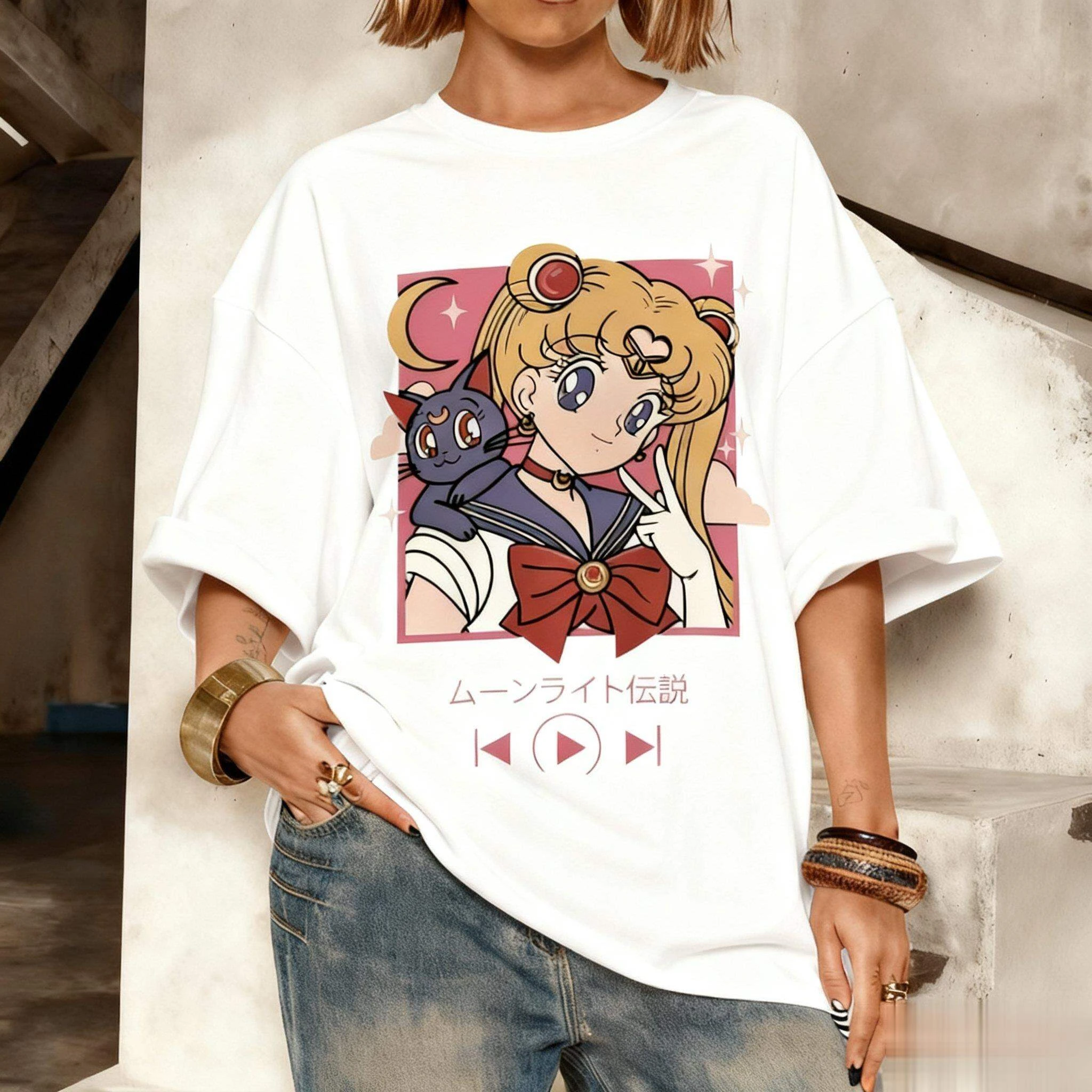 เสื้อยืดลายกราฟิกเซเลอร์มูนสไต - Anime Merchandise Clothes บทวิจารณ์และราคา