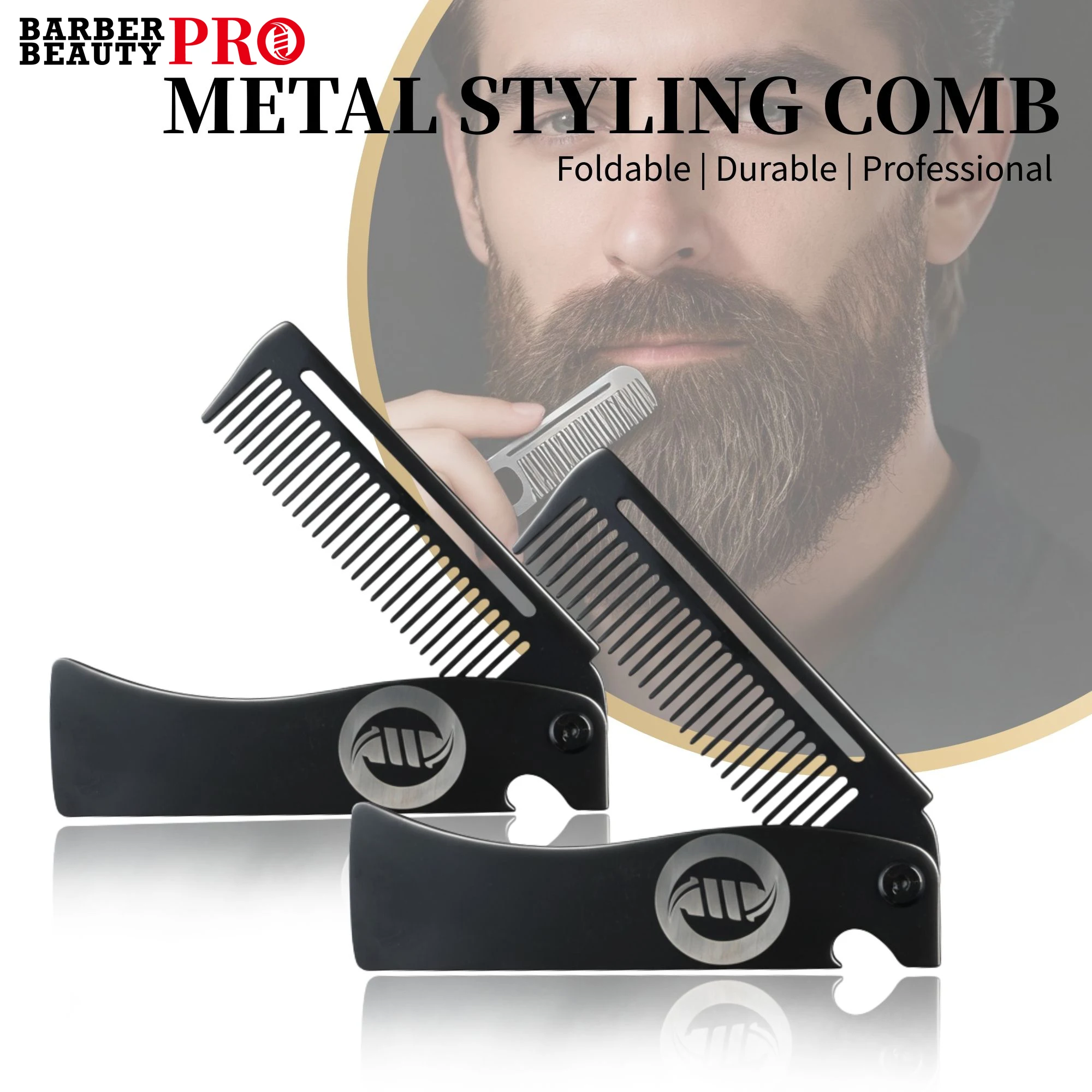 1/2Pcs Stainless Steel Portable Folding Pocket Comb Fine Tooth Comb Beard Combing Barber Salon Hair Styling Tools