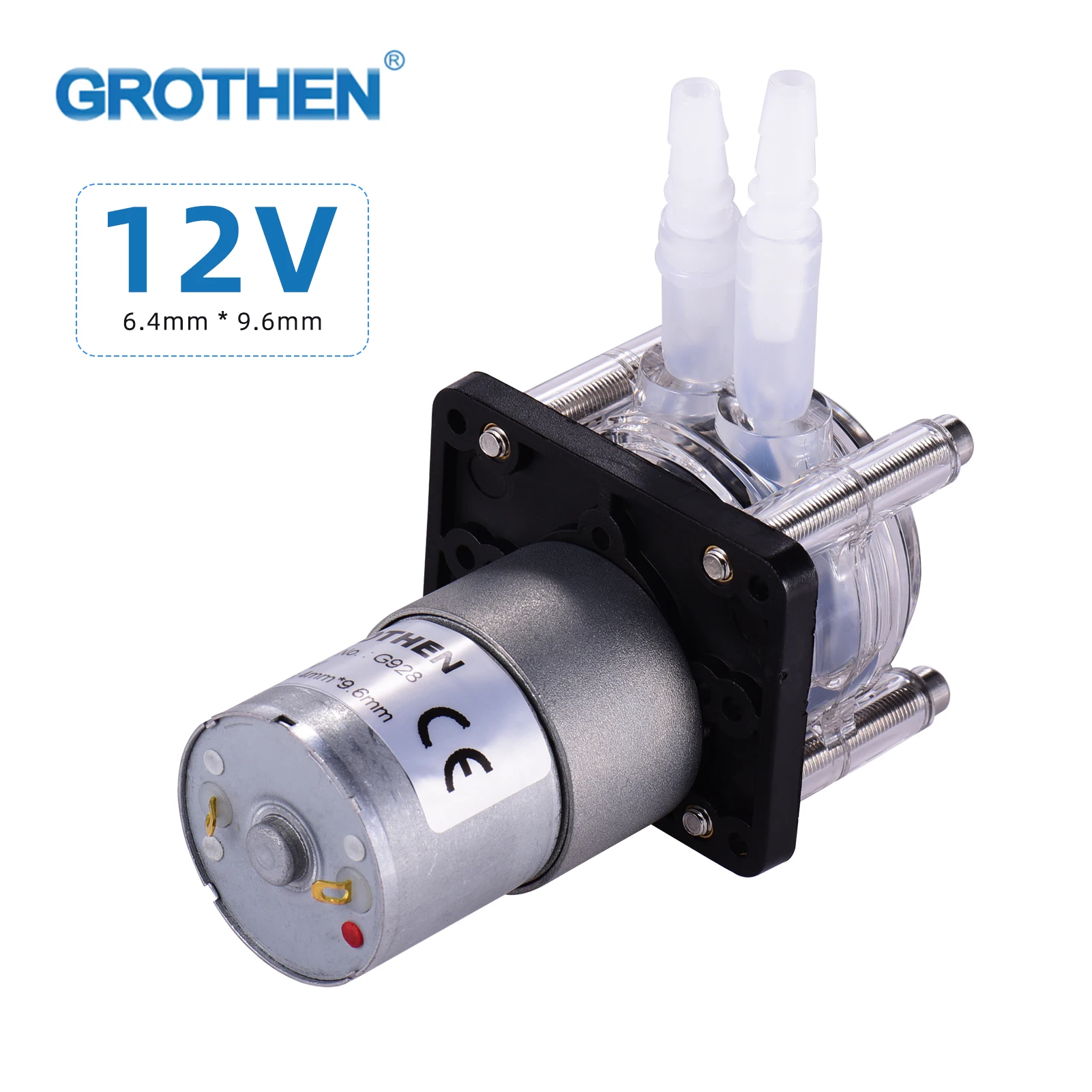 GROTHEN DC 12V Peristaltic Pump with Silicone Tubing High Flow Water Liquid Pump Dosing Vacuum Pump Self-Priming Anti-Corrosion