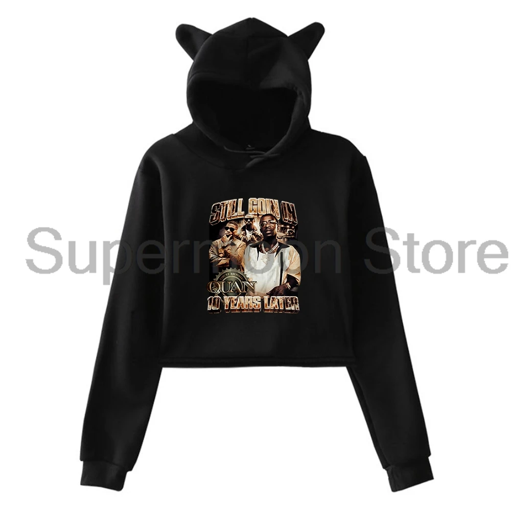 

Rich Homie Quan Rip Vintage Pullover Cat Ears Hoodie Long Sleeve Sweatshirt Female Crop Top Women's Clothes