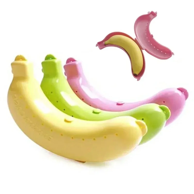 1-5pcs Storage Box Banana Protective Trip Outdoor Lunch Fruit Storage Box Banana Case Protector Box Container Student Luanch Bag