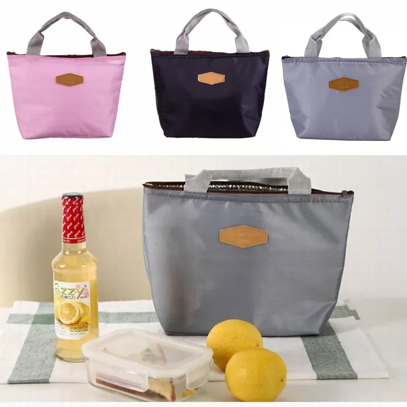 Lunch Box Camping Picnic Bag Lunch Bag Solid Color Portable Insulated Refrigerated Bag Cold Food Cooler Thermal Bag Handbag