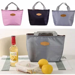 Lunch Box Camping Picnic Bag Lunch Bag Solid Color Portable Insulated Refrigerated Bag Cold Food Cooler Thermal Bag Handbag