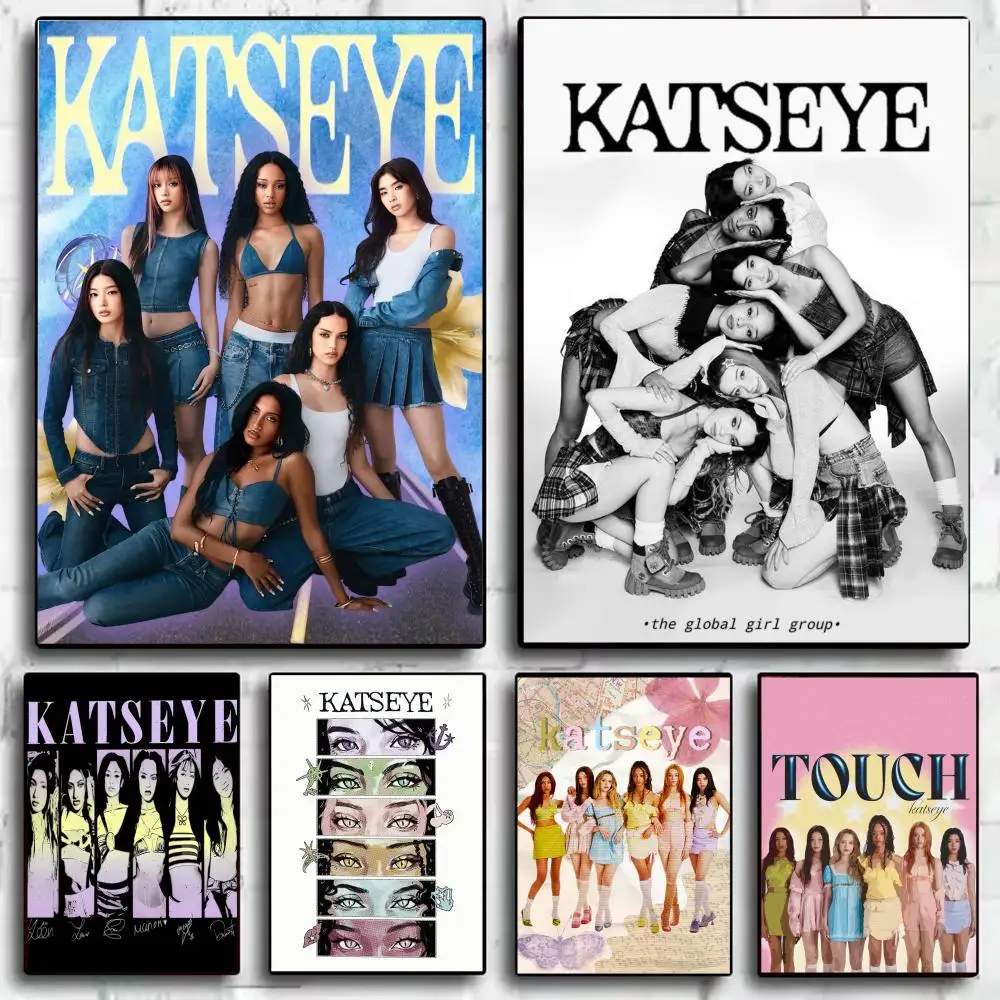 Póster del famoso equipo Kpop K-KATSEYE, arte de pared estético moderno, impresión para sala de estar, dormitorio, oficina, decoración del hogar, regalo, arte moderno