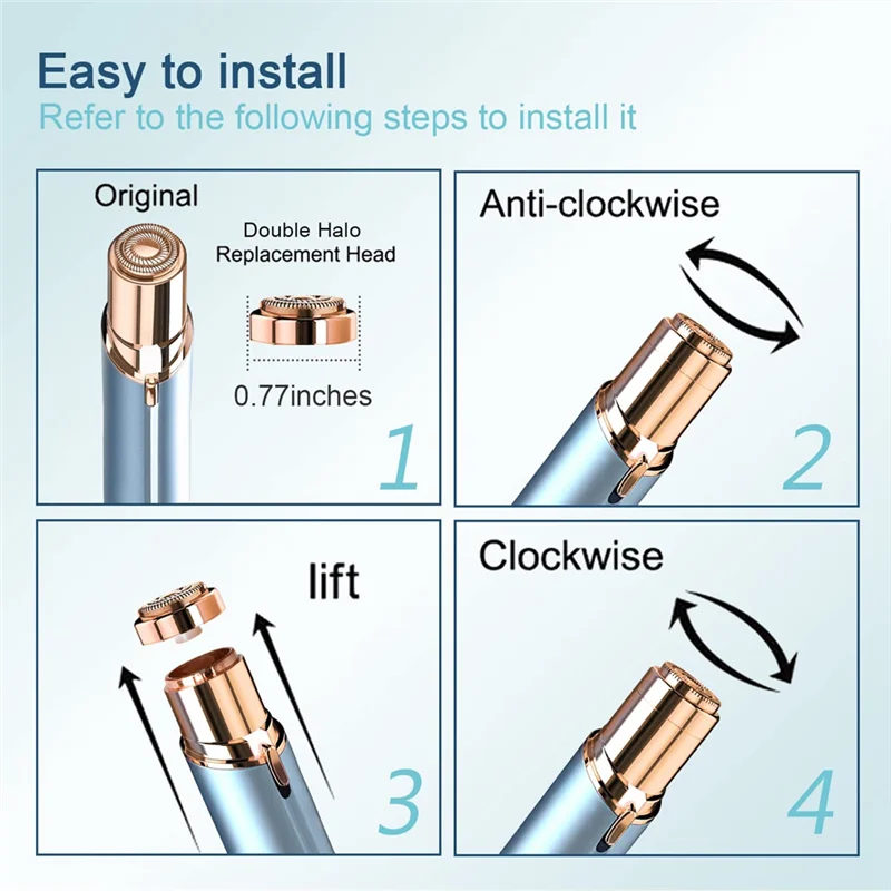 Testine di ricambio per lama a doppio anello per strumento di depilazione touch con finitura impeccabile - Generazione 2 per le donne