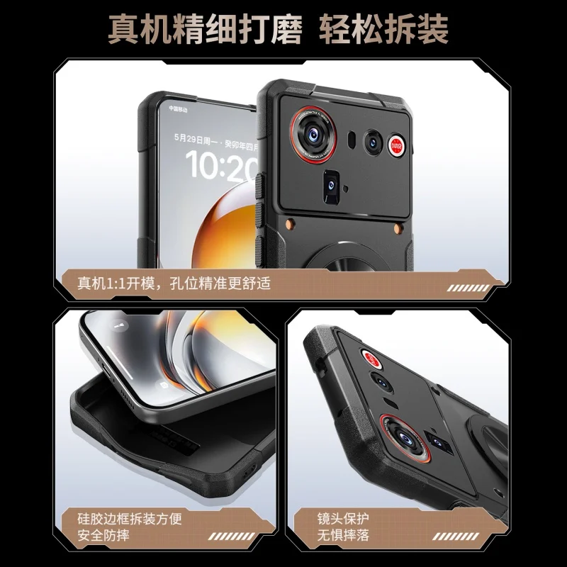 Magnetyczne etui na telefon z podstawką do Nubia Z70 Z60 Z80 Ultra, miedziane odprowadzanie ciepła, uchwyt samochodowy, odporna na wstrząsy osłona ochronna. — zdjęcie produktu 5