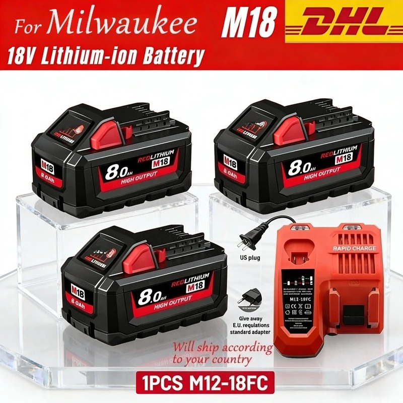 

100% Full Capacity Guaranteed Fit Milwaukee M18 HB8 Battery 18V XC 8.0Ah High Capacity Li-ion Battery For All M18 Power Tools