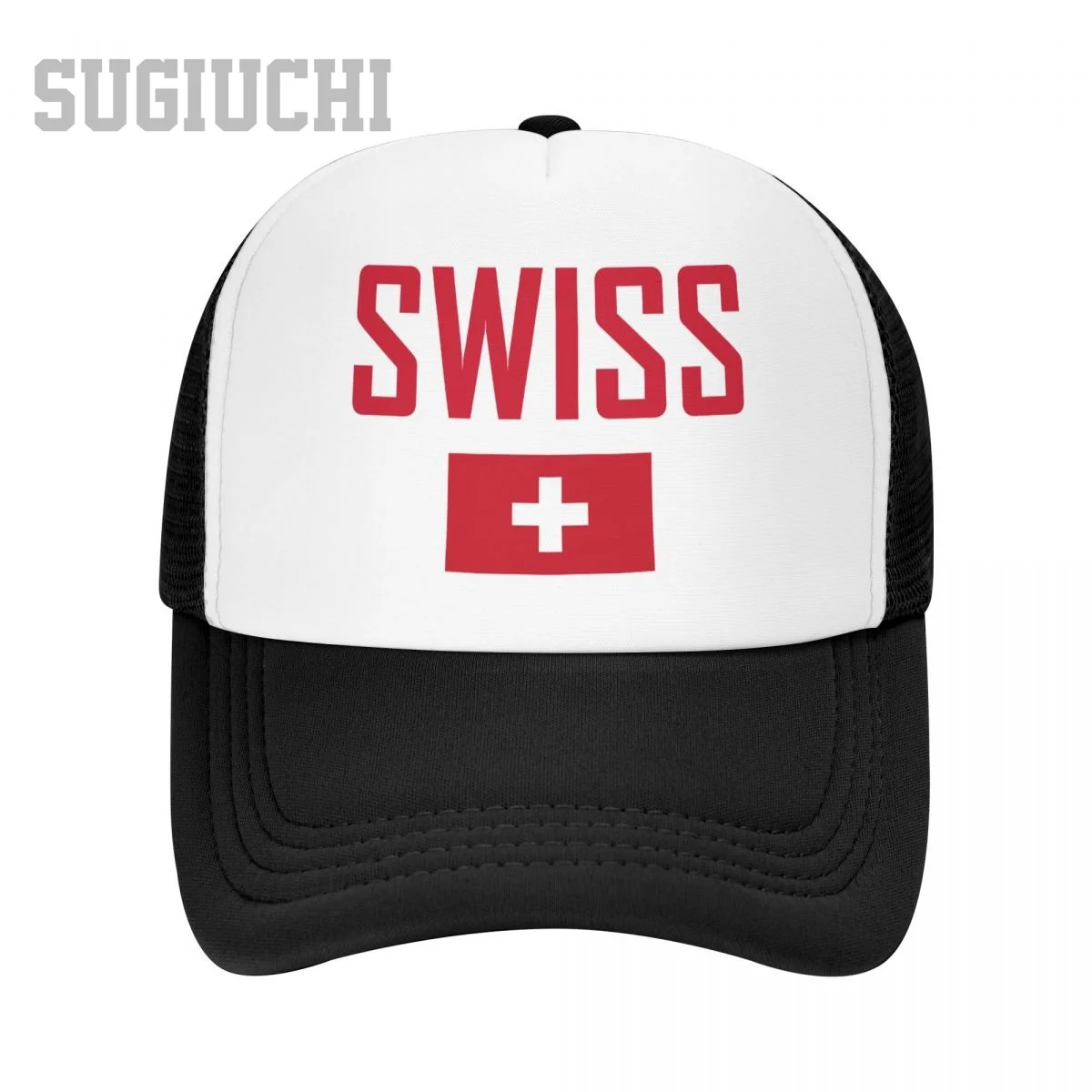 

Сетчатая кепка, шляпа Швейцарии, флаг SWISS и шрифт, дальнобойщик для мужчин и женщин, бейсболки