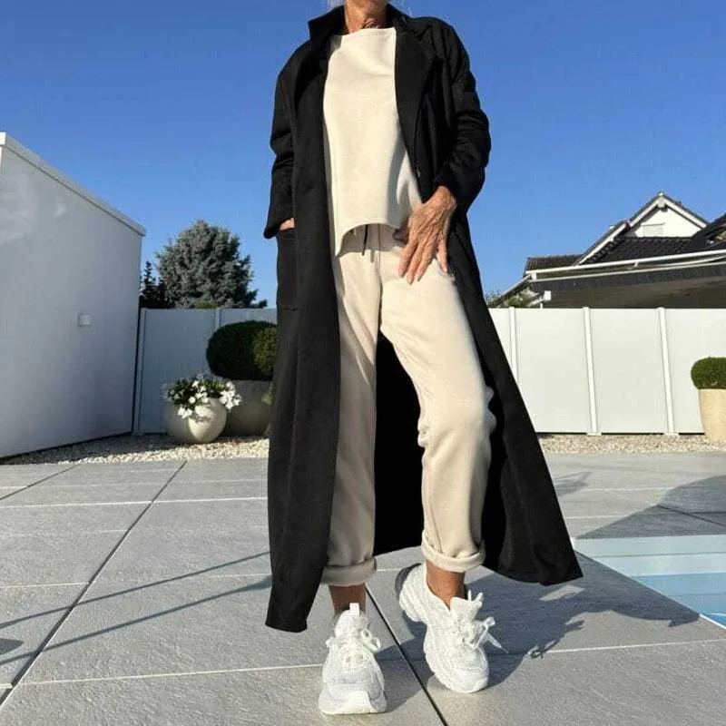 

Осеннее модное замшевое длинное пальто с воротником с лацканами, женское повседневное однотонное пальто-кардиган с длинными рукавами, зимнее элегантное свободное пальто на пуговицах