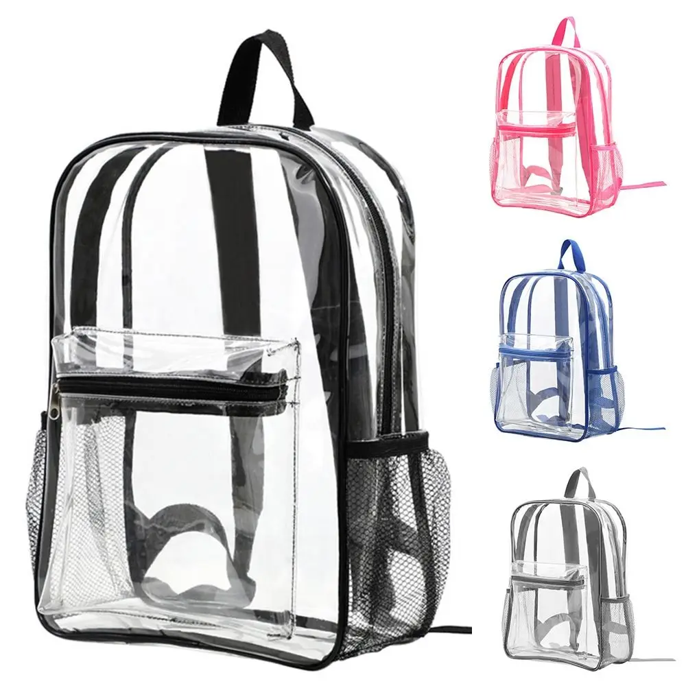 

Transparent PVC Outdoor Sports Fitness Knapsack Casual Travel Visible Backpack Large Capacity Waterproof Shoulders Bag