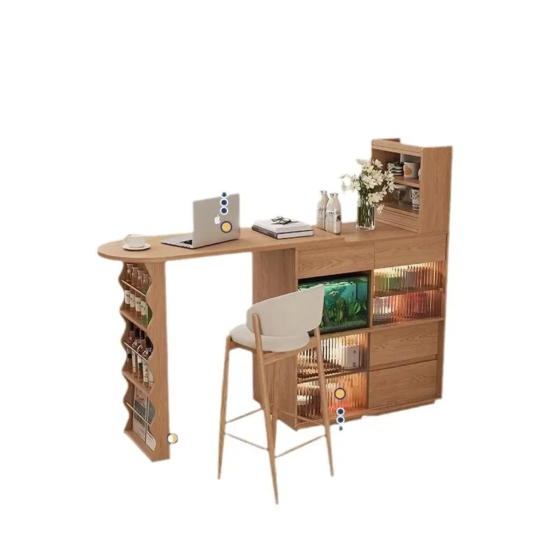 

All solid wood bar counter dining household living room partition cabinet integratednarrow island