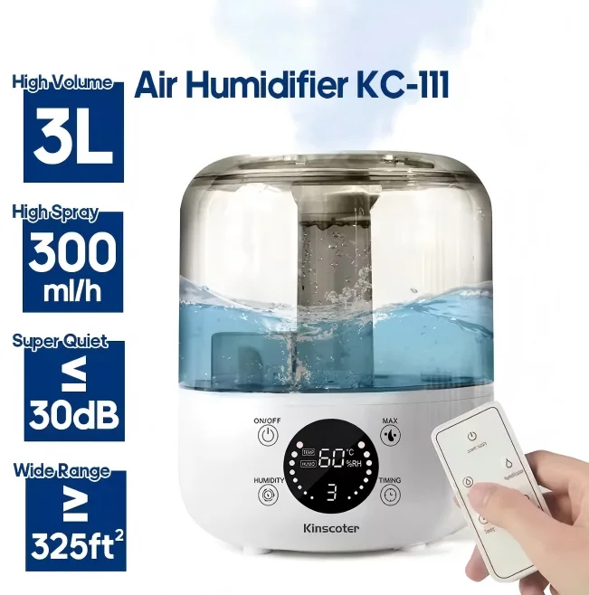 

3L Air Humidifier Large Capacity Auto Off Remote Control Waterless Protection for Home Office Bedroom Gift Idea Premium