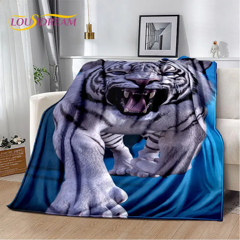 Couverture en peluche douce de dessin animé de tigre de bête, couverture de lutin, salon, chambre à coucher, lit, canapé, pique-nique