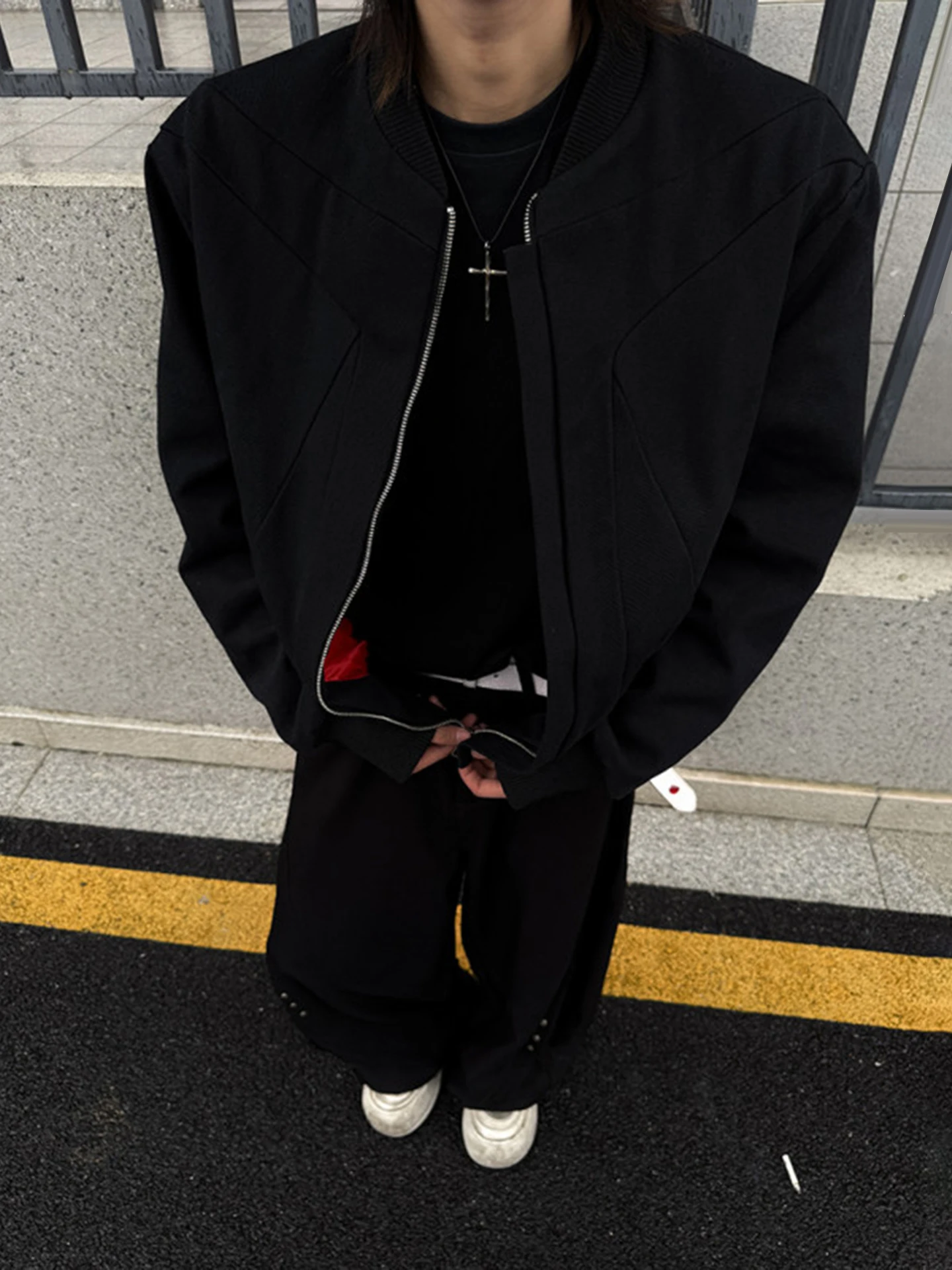 

Heavyweight Waed Cotton Deconstructed Patchwork e Jaet Men's Autumn Haome oulder Workwear American Baseball U...