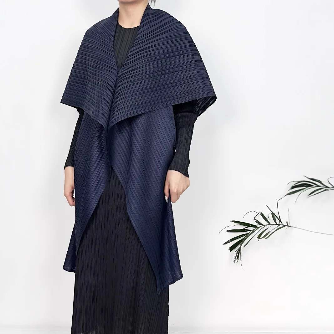 

Miyake Pleated Solid Color Jacket 2025 Spring and Summer New Cardigan Fashion in The Long Section Temperament Vest Shawl