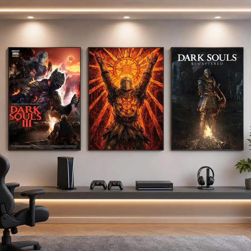 Game Dark D-Dark Souls Poster HD Removable Wall Art Gift Bedroom Lounge Dorm Office Gaming Cafe Bars