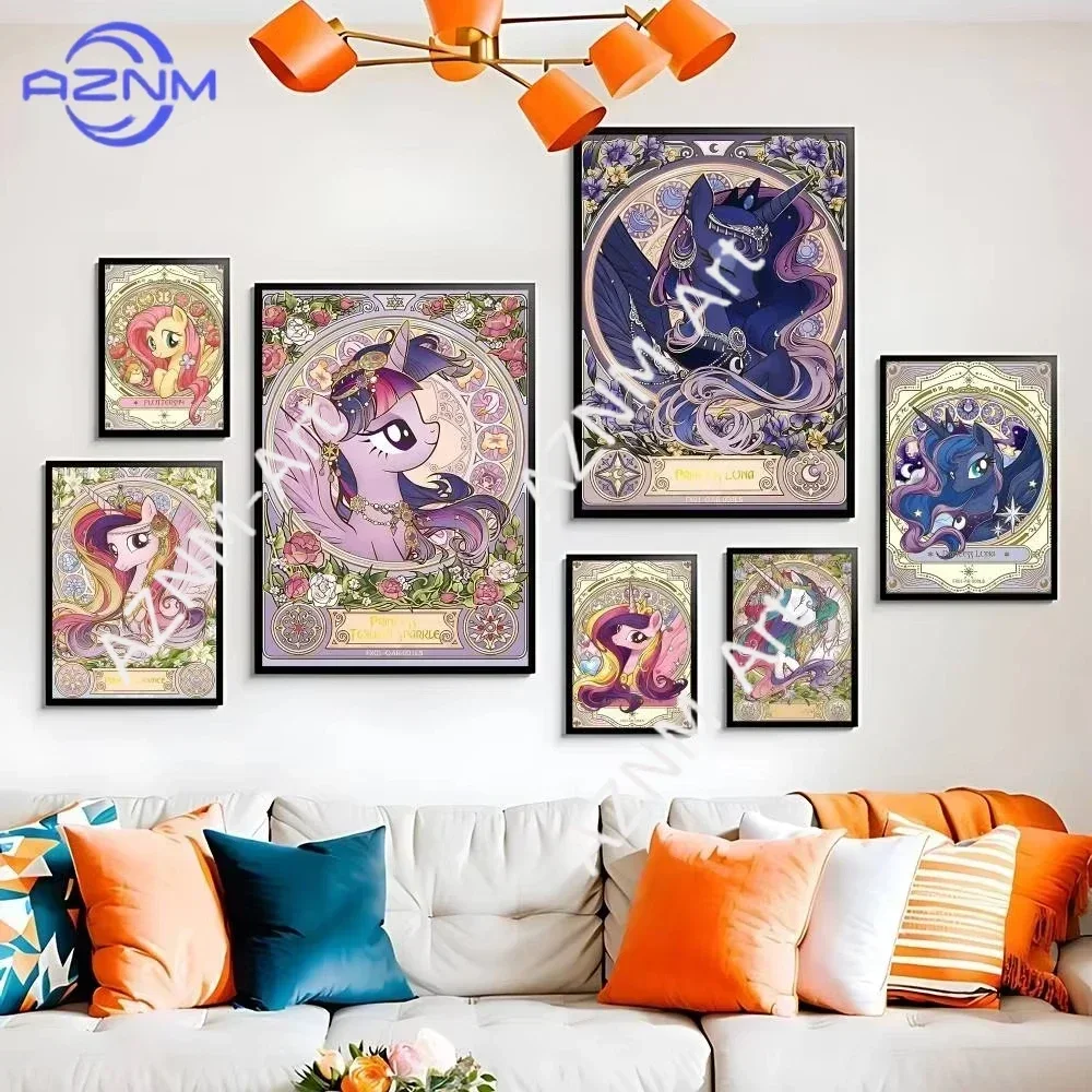 Cute Anime My Little Pony Kawaii High Quality Print Waterproof Wall Art Poster for Living Bedroom Retro Style