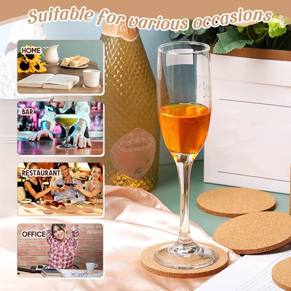 Cork Coaster Wooden Anti Slip Insulated Dining Table Mat Heat-insulating Square Circular Kitchen Water Absorbing Mat