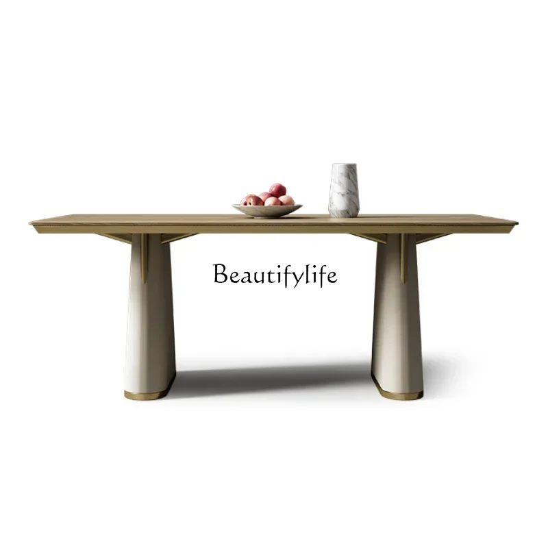 FG17Selenson Light Luxury Ash Rectangular Dining Table Italian South American Walnut Dining Table