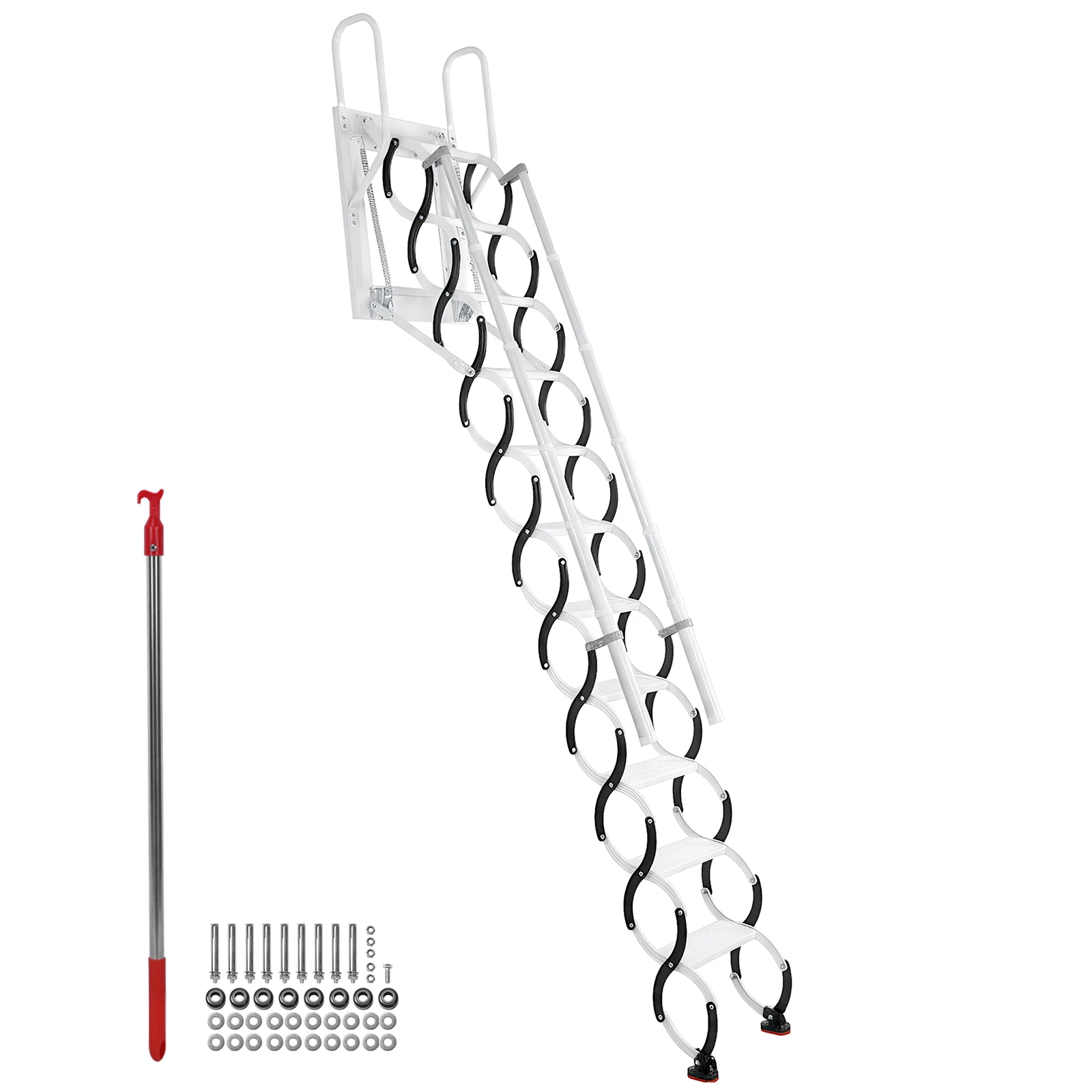 

Выдвижная телескопическая лестница для чердака 9/11 ступеней с 2 поручнями для дома, для использования внутри и снаружи помещений