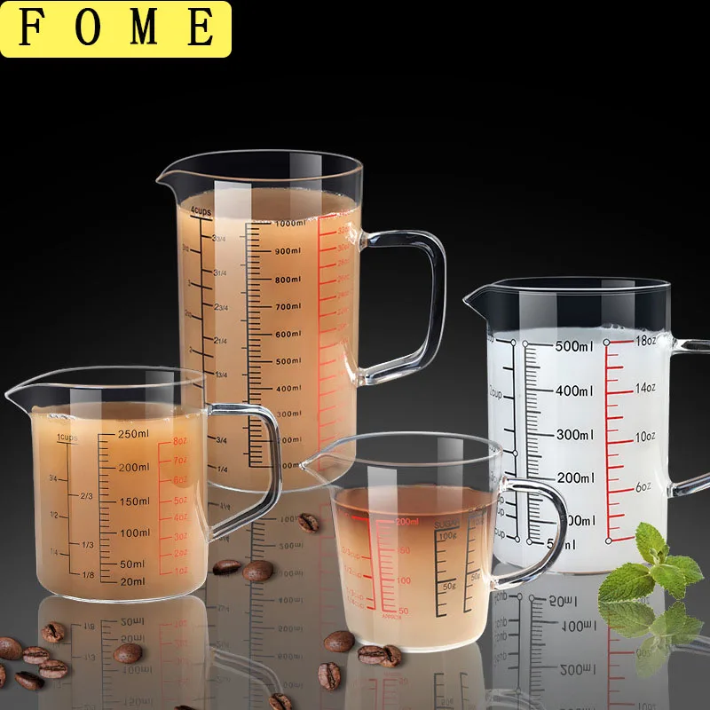

Heat-resistant Glass Measuring Cup With Handle V-shaped Spout Laboratory Beaker Kitchen Baking Milk Coffee Measuring Mug oz/ml