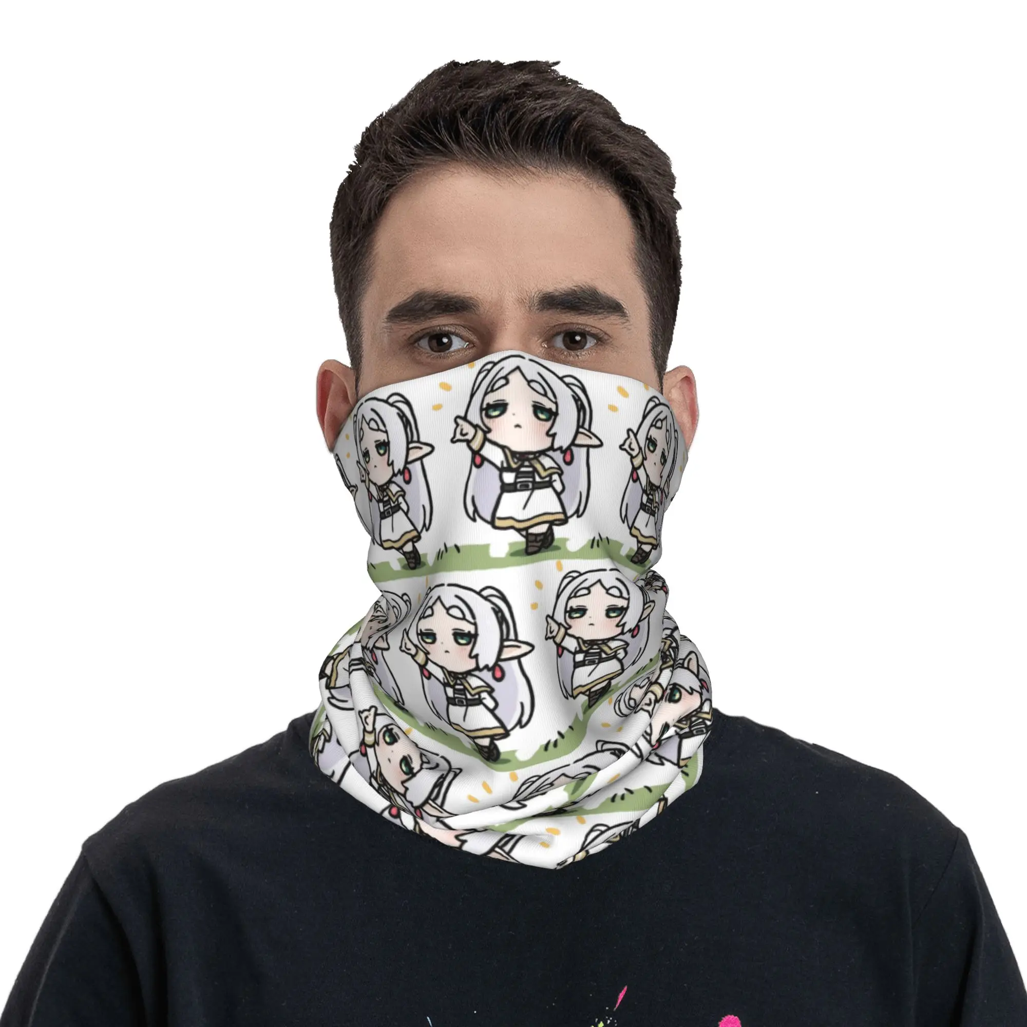 Frieren chibi Frieren Beyond Journey's End Anime Bandana Neck Gaiter Printed Mask Scarf Headband Running For Men Women Adult
