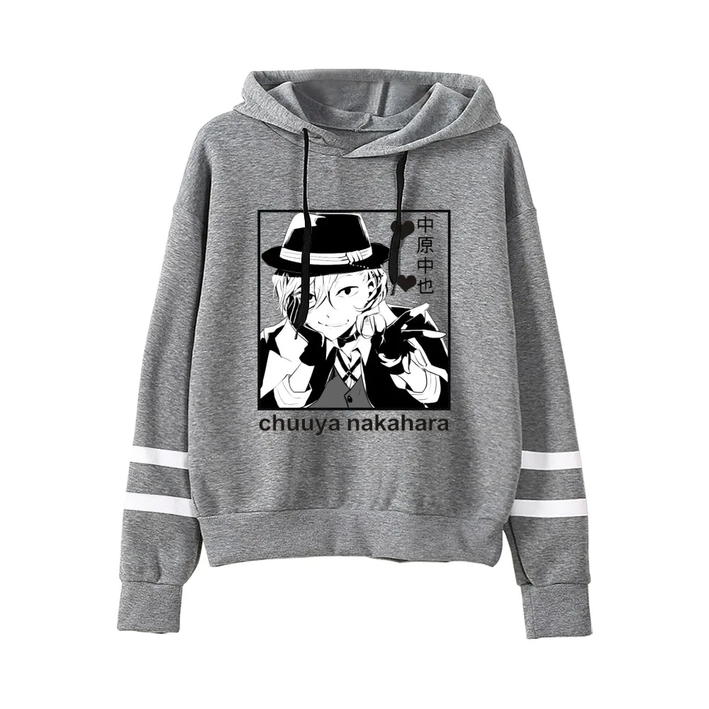 Bungo Stray Dogs Anime Hoodie Unisex Pocketless Sleeve เสื้อผู้ชายผู้หญิง Hoodie Harajuku Streetwear มังงะญี่ปุ่นเสื้อผ้า