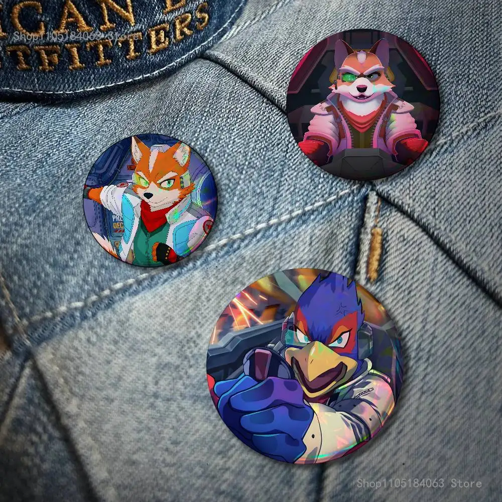 S-Star Game Fox Badge on Backpack Clothes decoration Tinplate Round Brooch Funny Custom Gifts for Friend